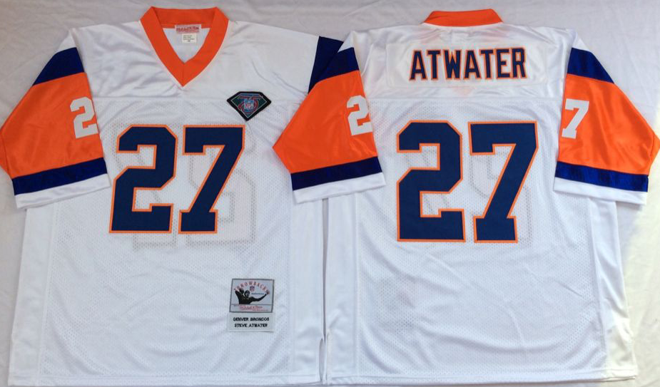 Men NFL Denver Broncos 27 Atwater white Mitchell Ness jerseys